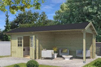  Outdoor Life Products | Tuinhuis met Overkapping Maribel 680 x 300 | Geïmpregneerd | Olijfgroen 260802-31